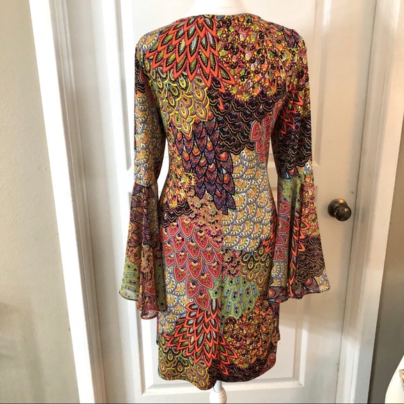 Peacock Bell Sleeved MSK Dress - Picture 3 of 8